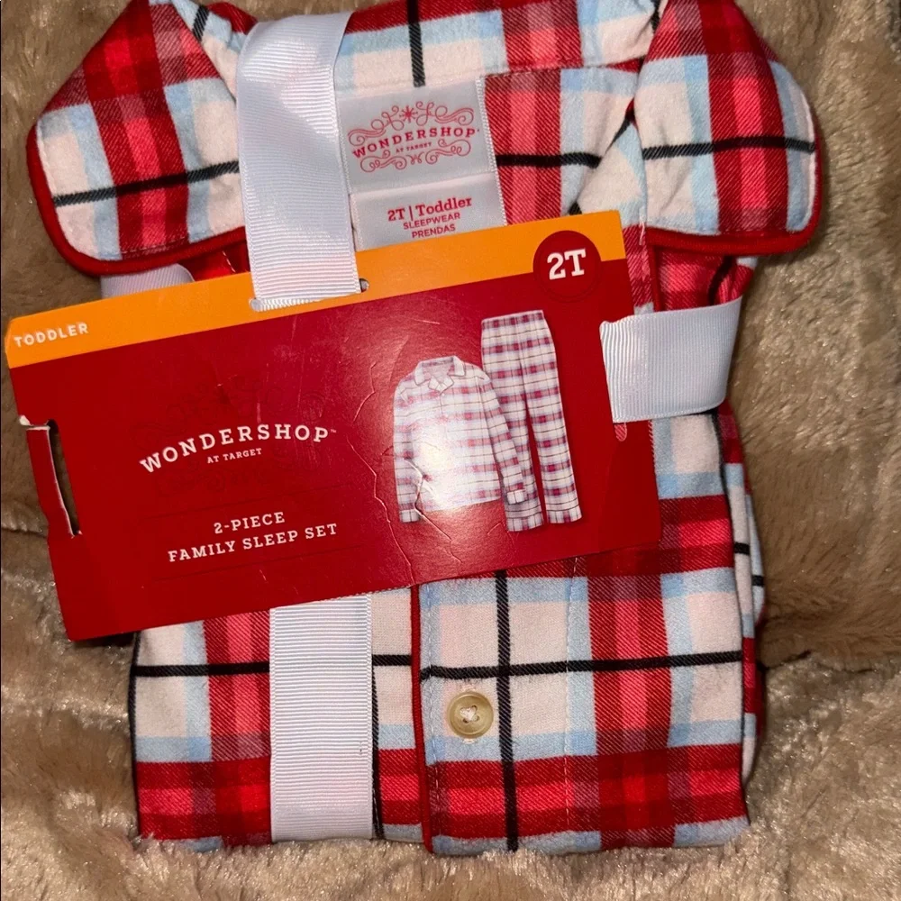 Wondershop Red and White Plaid Toddler Pajama Set